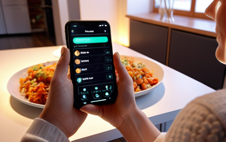 A person (gender-neutral, modern appearance) comfortably orders a delicious, personalized vegan meal on a sleek smartphone in a cozy, contemporary living room. Around them, subtle, translucent digital lines and glowing data points subtly weave through the air, illustrating their expanding digital footprint and collected preferences. The scene evokes both convenience and a slight, intriguing sense of omnipresent data collection. Cinematic lighting, soft focus on the person and food, ethereal glow for data elements.