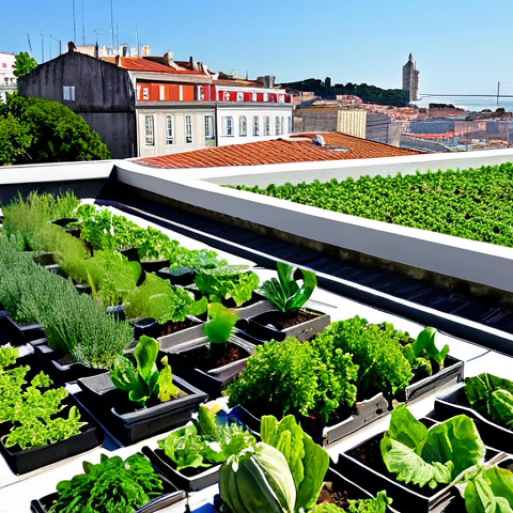 푸드테크와 미세먼지 문제 해결 방안 - Urban Farming in Lisbon**

"A vibrant rooftop garden in Lisbon, Portugal. Lush green vegetables and ...