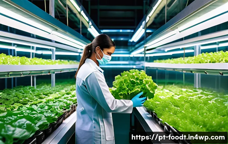 푸드테크와 지속 가능성의 관계 - **Urban Vertical Farm in Lisbon:** A vibrant, high-angle shot showcasing a futuristic vertical farm ...