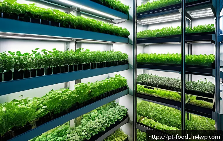 푸드테크 혁신을 위한 글로벌 사례 연구 - A futuristic vertical farm inside a modern S&atilde;o Paulo urban building, featuring multi-level green tow...